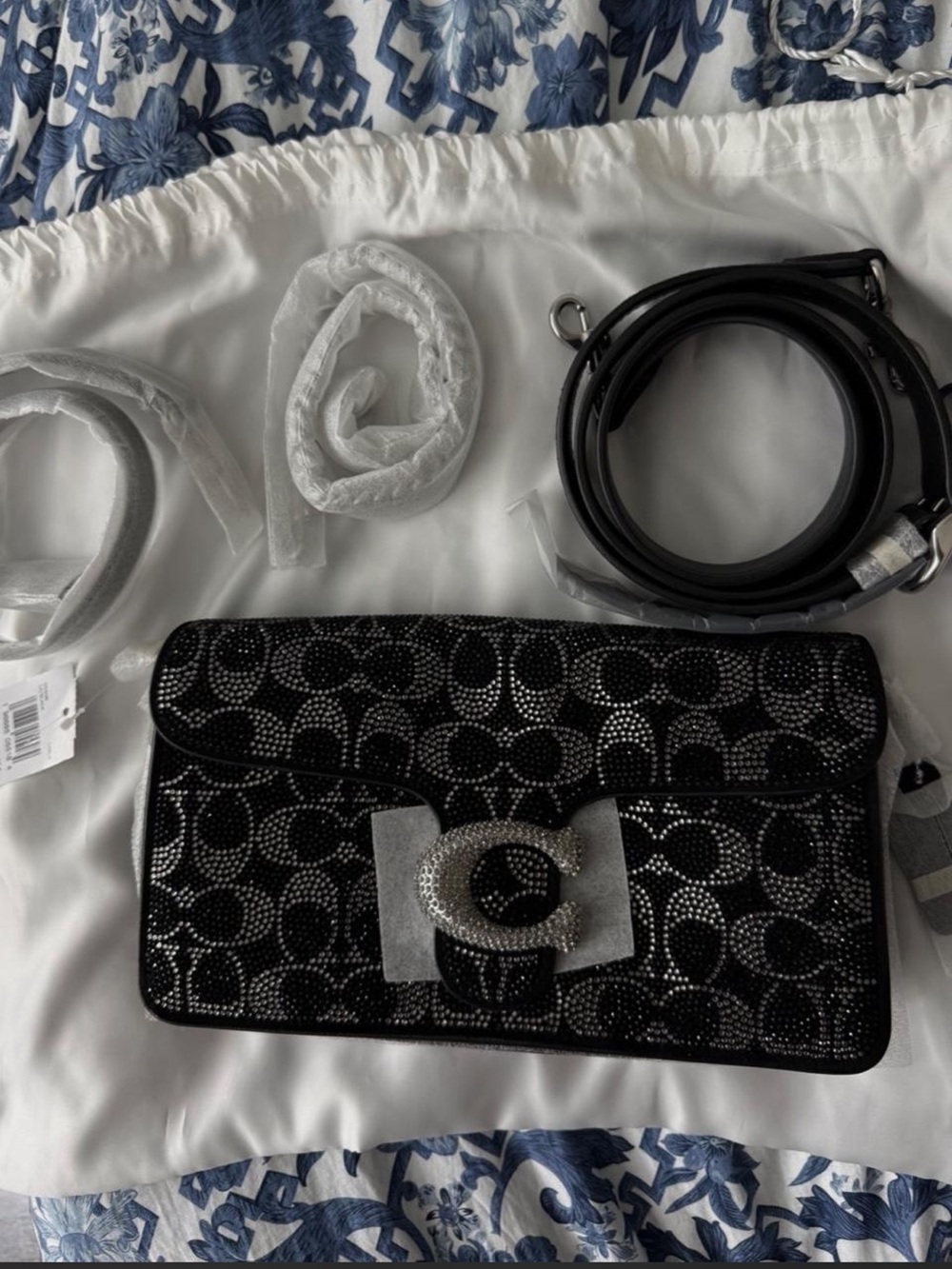 Coach Crystal Tabby 26 in Black and Silver BNWT